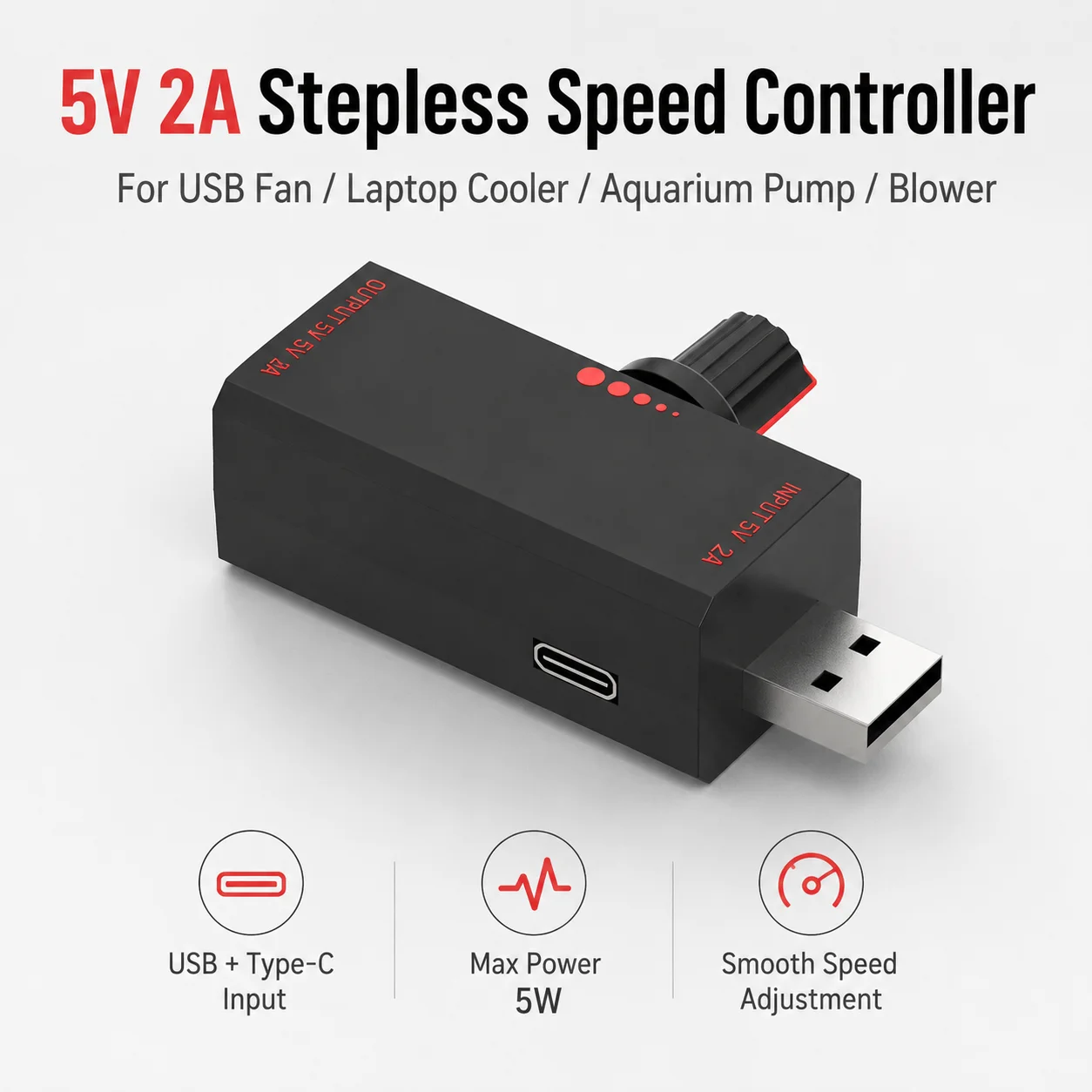 Marine Aquarium Equipment - Contrôleur de vitesse USB 5V 2A,