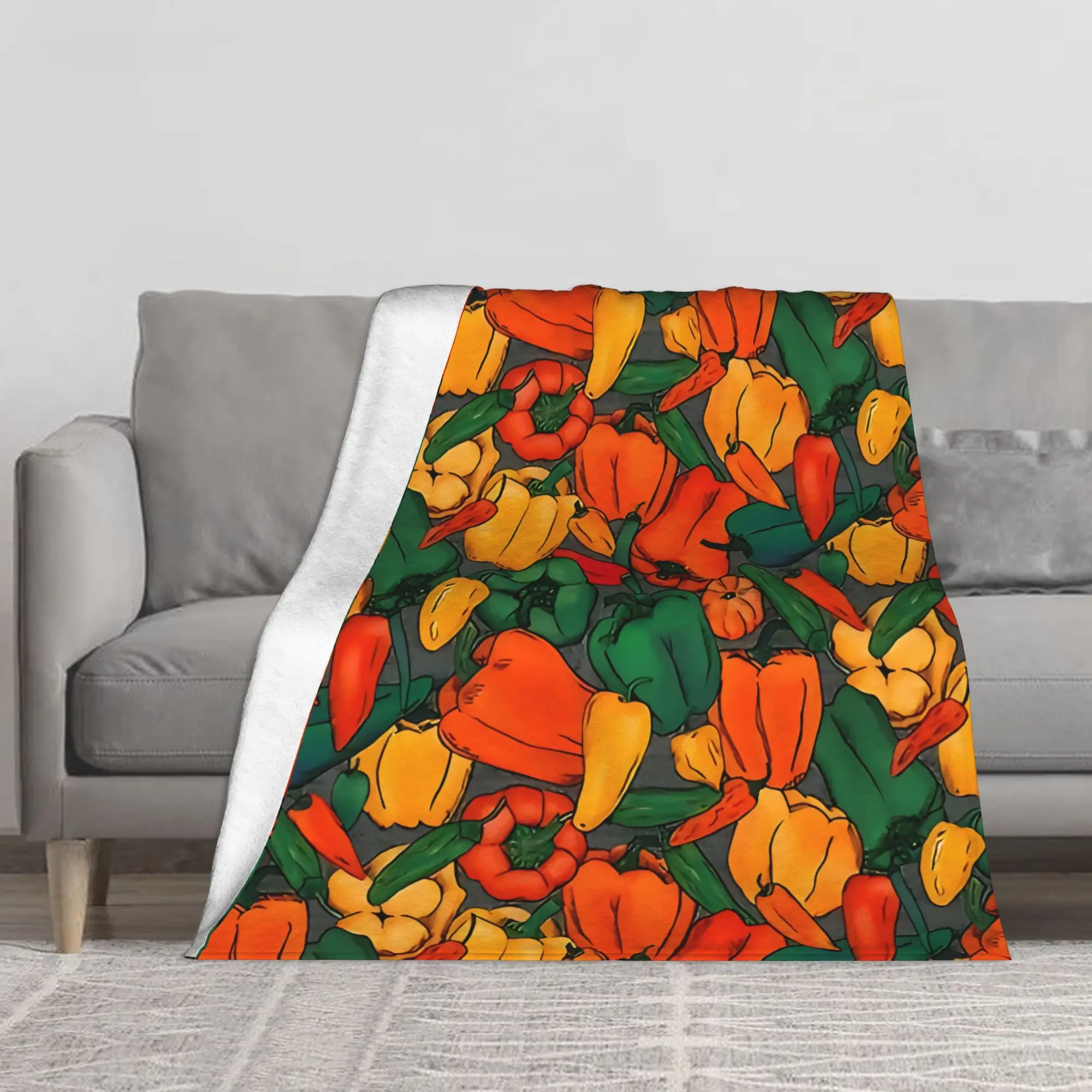 1PC Farmers Market Peppers Blanket Throw Super Cosy Plush Living Room Sofa