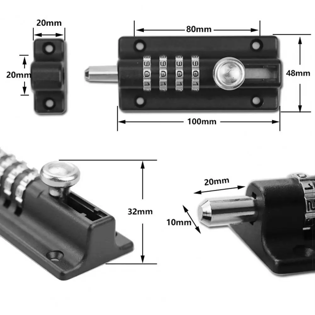 Modern Door Bolt Code Lock High Strength Shock-proof Simple Sliding Door Bolt Code Lock for Home Not Easy to Loose