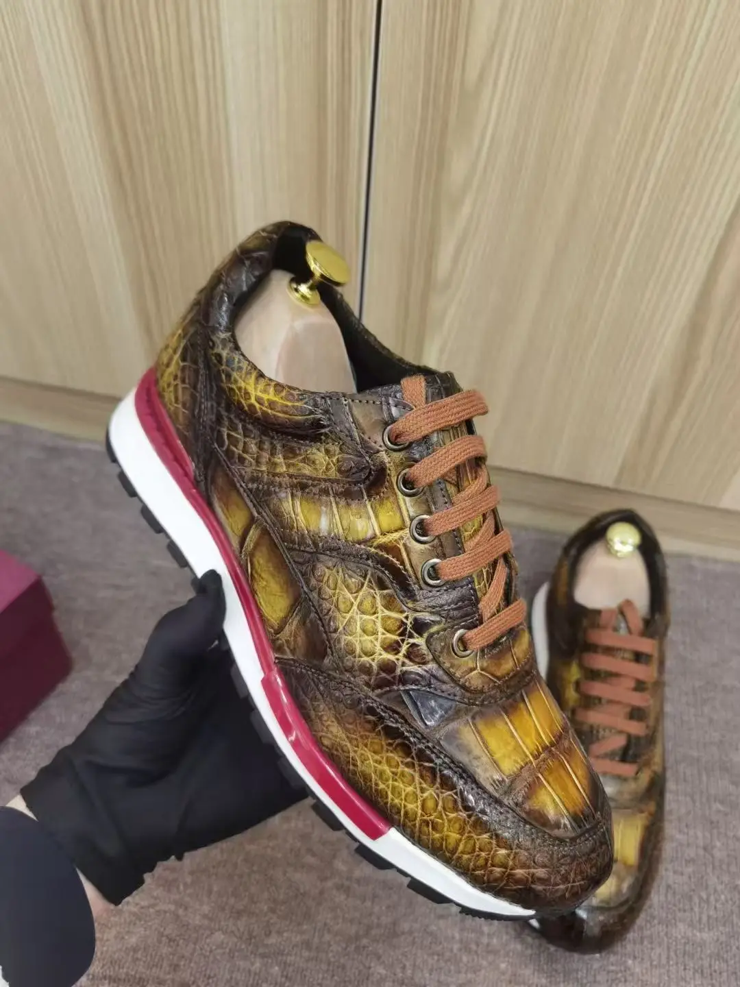 2025 Latest New Best Quality Nilo Crocodile Skin Men's Business Shoe  Genuine Real Alligator Leather Men Fashion Sneaker