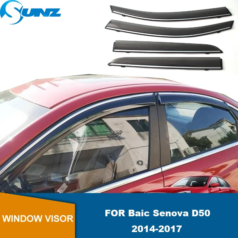 

Side Window Visors For Baic Senova D50 2014 2015 2016 2017 Rain Guard Weather Shield Wind Deflector Slim Trim Awning Shelter