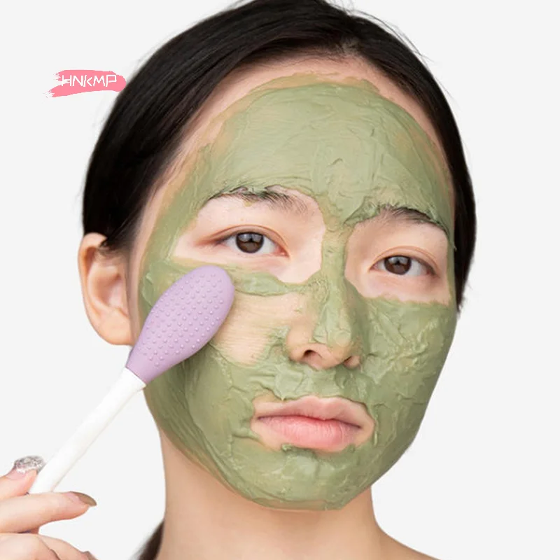 Brosse pour masque Facial à Double tête en Silicone, 1 pièce, exfoliante, élimination des points noirs, nettoyant, Film de boue, spatule, outil de soins de la peau du visage