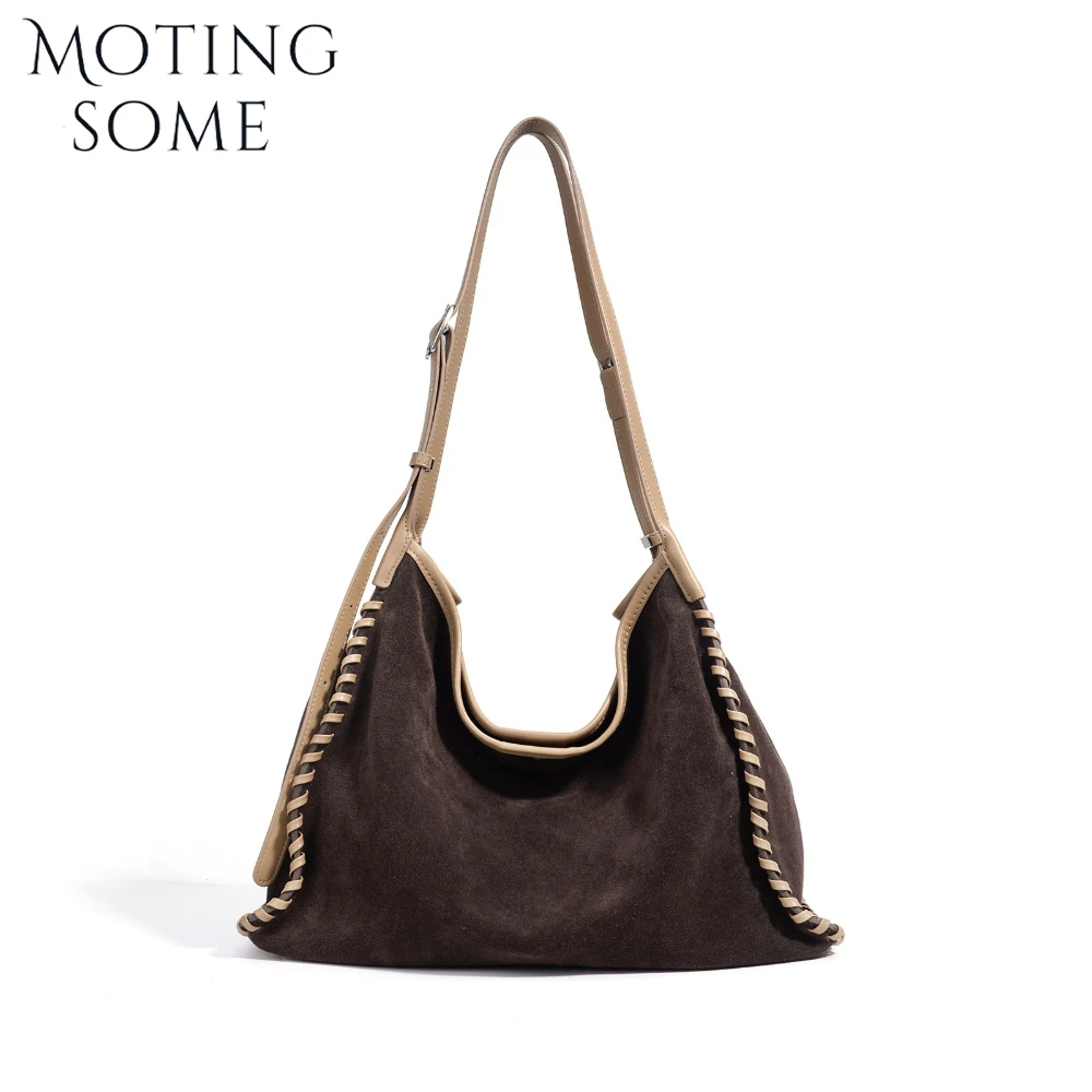 

Oversized Women Suede Bags Soft Matte Cowhide Genuine Shoulder Handbag Roomy Lady Hobos Daily Purse New in Messenger Tote