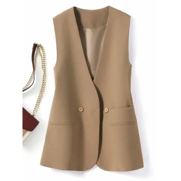 Casual Style Women's Suit Vest Spring Autumn 2026 New Korean Loose Sleeveless Shoulder Pad Western Style Fashion Outerwear