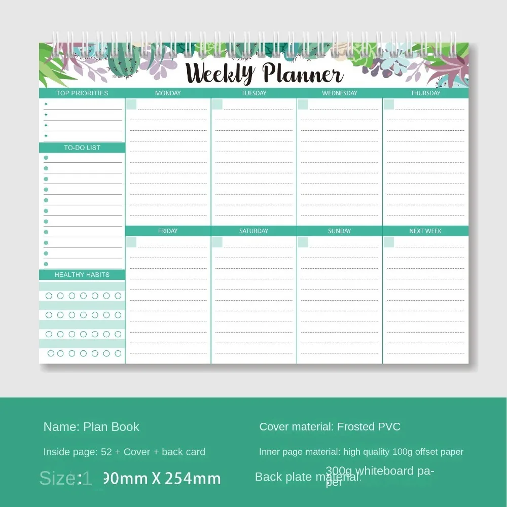 Wide To Do Planner Weekly Planning Notepad A5 Notebook Planner Schedules Weekly Meal Planner Pad Undated Stationery