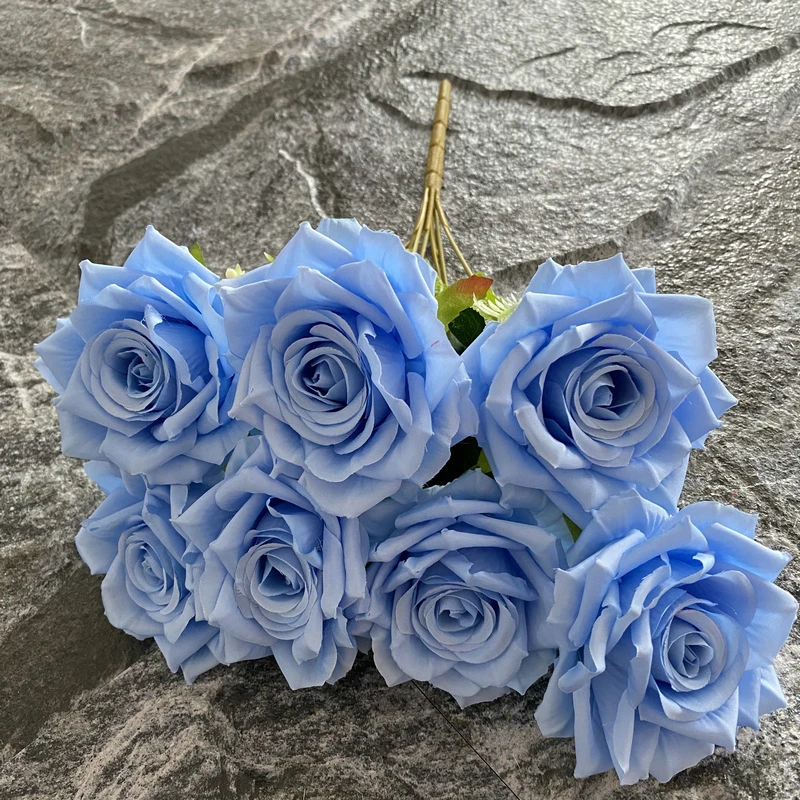 Artificial Roses Bundle Silk Fake Flowers Wedding Decor Simulation Flower Diamond Red Blue Rose Hotel Garden Decoration Plant