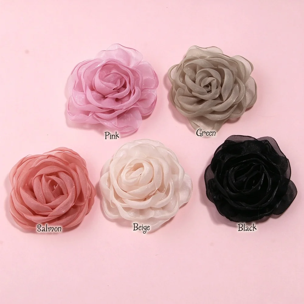 5cm Handmade Velvet Camellia Flower Loose for DIY Brooches Headbands Hair Clips Clothing Decoration, 10pcs 6 Colors