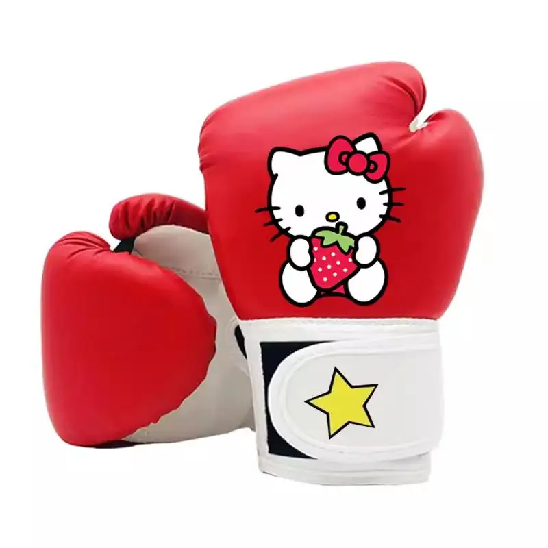 Hot Sanrios Child 40Z Boxing Gloves Suit Kawaii Hello Kitty Cartoon Cute Fight Training Sanda Muay Thai Gloves Fashion New Style