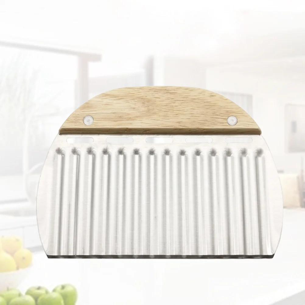 

2 pcs Stainless Steel Potato Slicer Crinkle Cutter Wave Vegetable Dicer Wood Handle Kitchen Gadget For Home Easy Storage