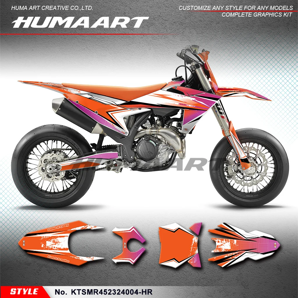 

HUMAART Customised Motorcycle Graphics Sticker Sheet for KTM SMR 450 SMR2023 2024, Restyled, KTSMR452324004-HR