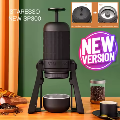 STARESSO Máquina de café manual em aço inoxidável, cafeteira portátil, Preparação rápida, doses duplas, Espresso Cremoso, Mirage SP300 Plus, 180ml.