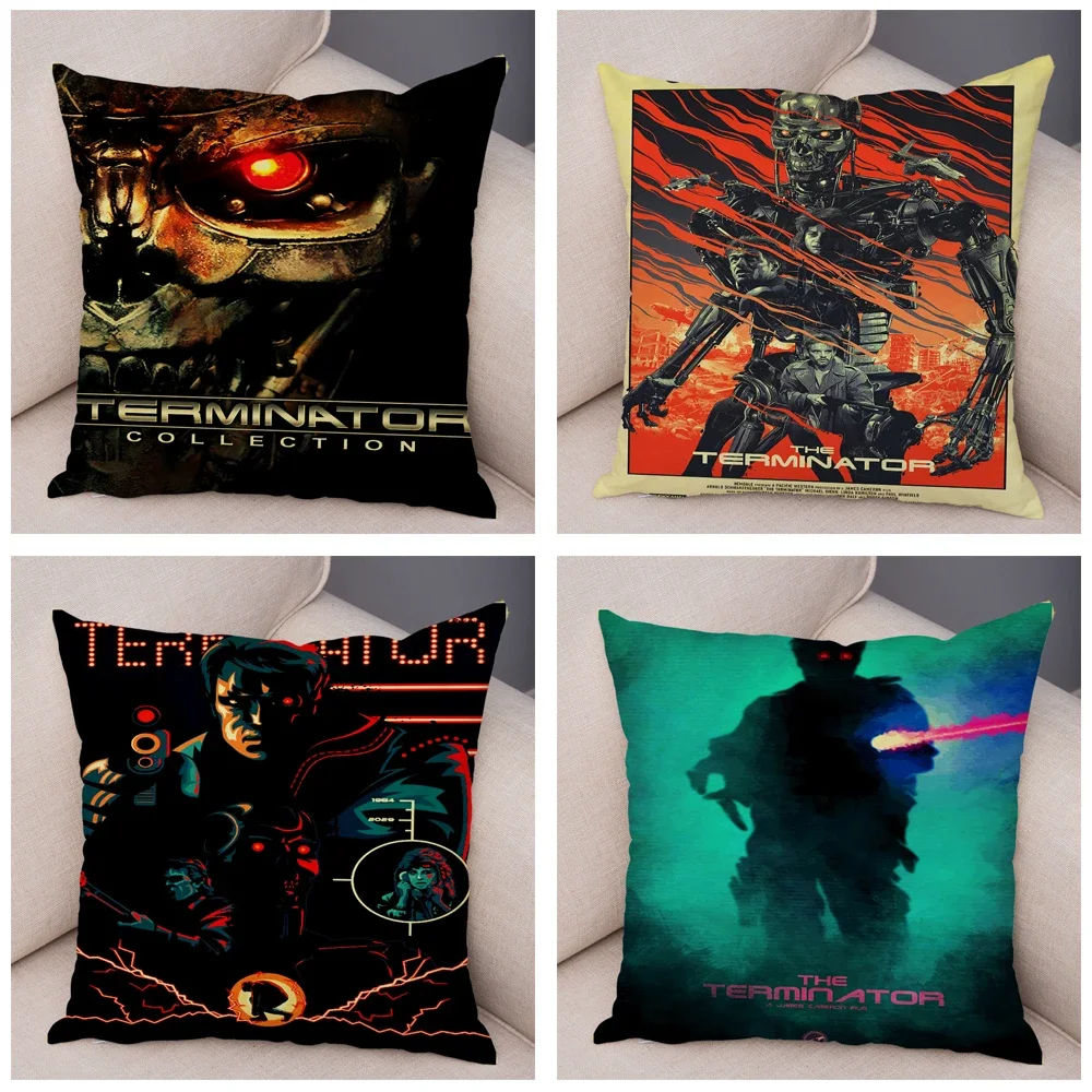 The Terminator T-800 Cushion Cover Decor Classic Movie Robot Warrior Pillowcase Soft Plush Pillow Case for Sofa Home Car 45x45cm