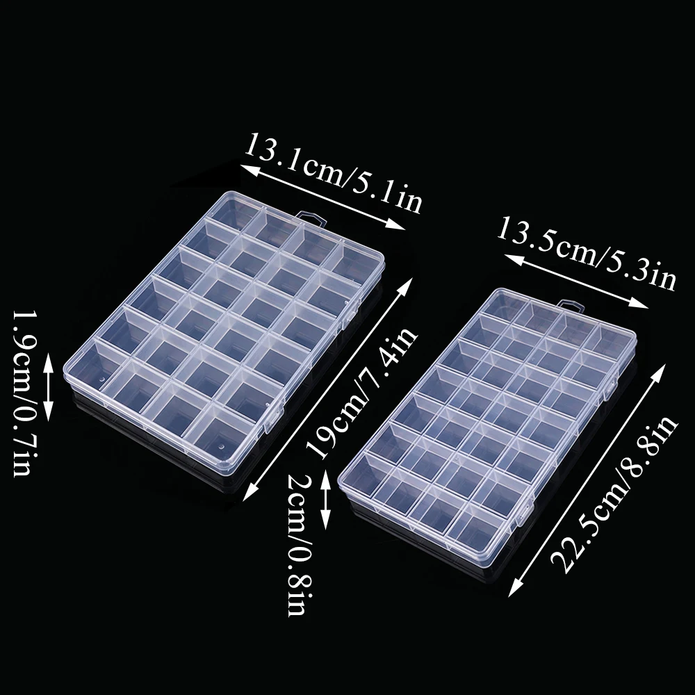 24/28 Grid Rectangle Plastic Jewelry Box Compartment Storage Box Case Jewelry Earring Bead Craft Display Container Organizer