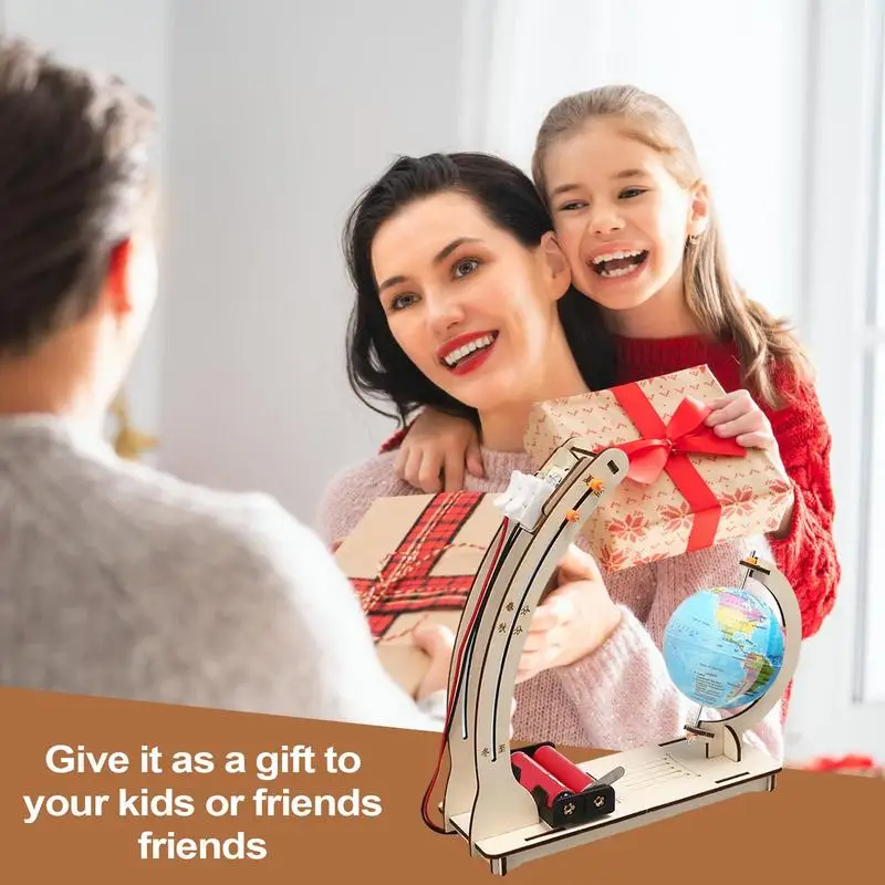 Conjunto de modelo de satélite de madeira, artesanato manual, projeto de montagem, kits de brinquedos para crianças, brinquedos educativos científicos