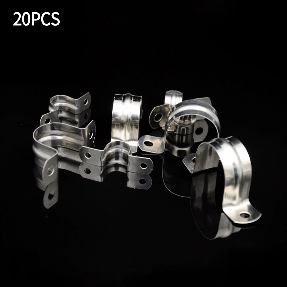 20PCS Stainless Steel Pipe Clamp U-Clamp Two Hole Pipe With Saddle Clamp For Water Supply Fire Protection Heating And More