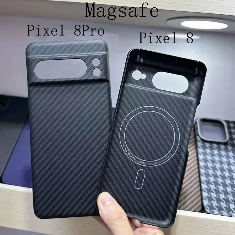 

Case for Google Pixel 8 & 8 Pro Magsafe Strength Magnetic Ring Real Carbon Fiber Aramid Mobile Phone Protective Cover Shell