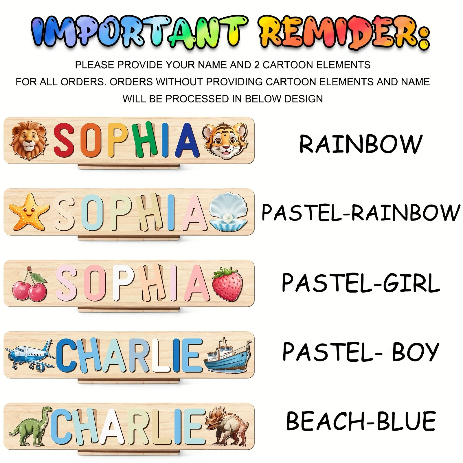 Montessori Toddler Name Wooden Puzzle (Ages 1-3), 3D Alphabet Customized Wooden Puzzle Toy, Personalized Gift