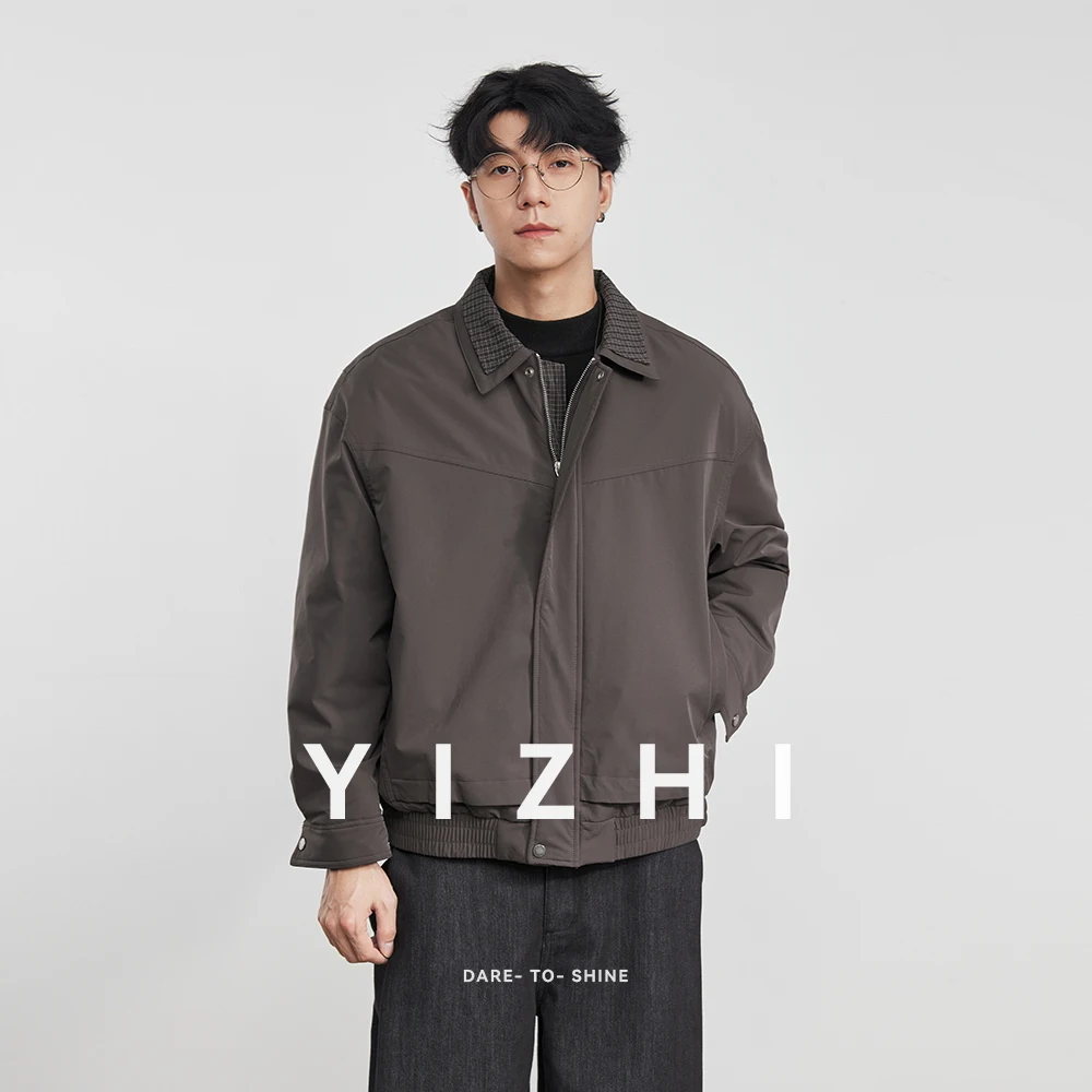 

Fashion Men's Plaid Patchwork Collared Cotton Jacket 2025 Autumn Winter New Men's American Retro Versatile Workwear Jacket