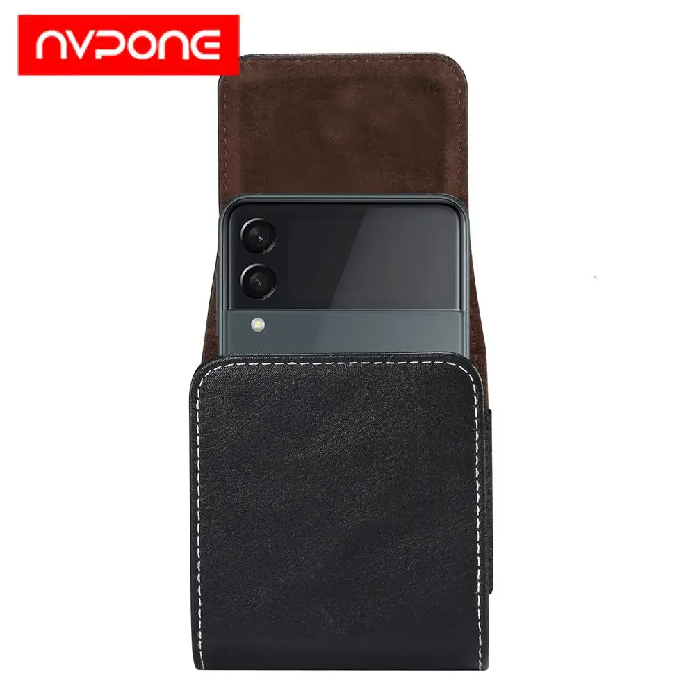 phone Waist Bag For Samsung Galaxy Z Flip 5 4 5G OPPO VIVO Huawei P50 Pocket Holster Pouch Cover for Leather Belt Clip Case Men