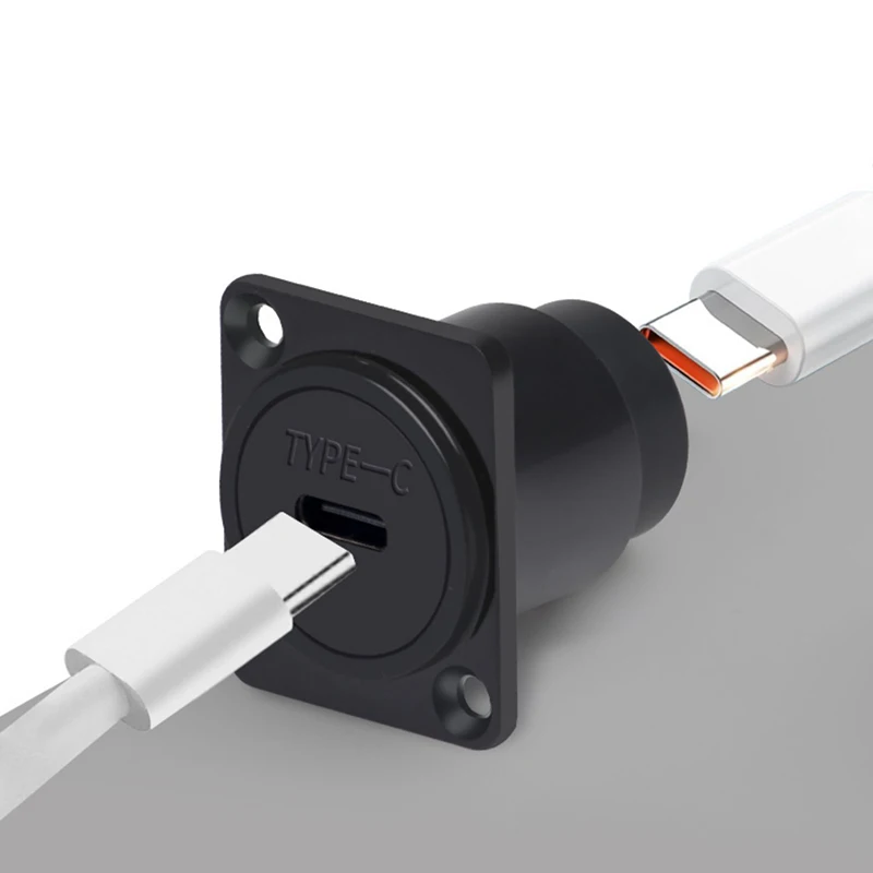 Panel Mount connector "D-Series" ConnectorsUSBType C Panel Mount Solderless adapter Female to Female Coupler Socket Panel Mount