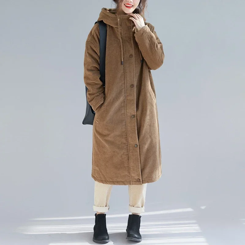 Women Clothes Trench Coat Corduroy for Women Jacket Outerwear French Style Turn Down Collar Trench Coat Solid Korean Version