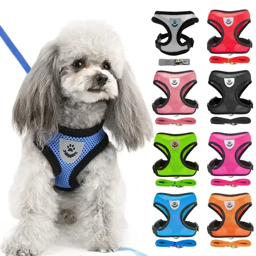 Dog Harness Walking Lead Leash For Small Dogs Collar Polyester Adjustable Mesh Puppy Cat Harness Vest For Medium Pet Accessories