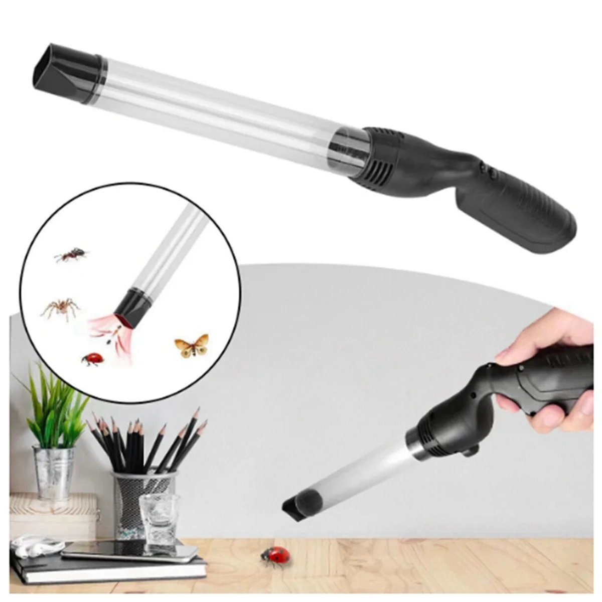 Apanhador de insetos portátil a vácuo do coletor de aranha com controle do tubo de sucção para controle de insetos domésticos