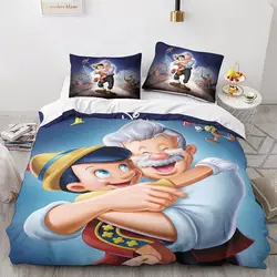 Disney Pinocchio set biancheria da letto copripiumino cartone animato con federa Queen King biancheria da letto biancheria da letto per regalo per bambini