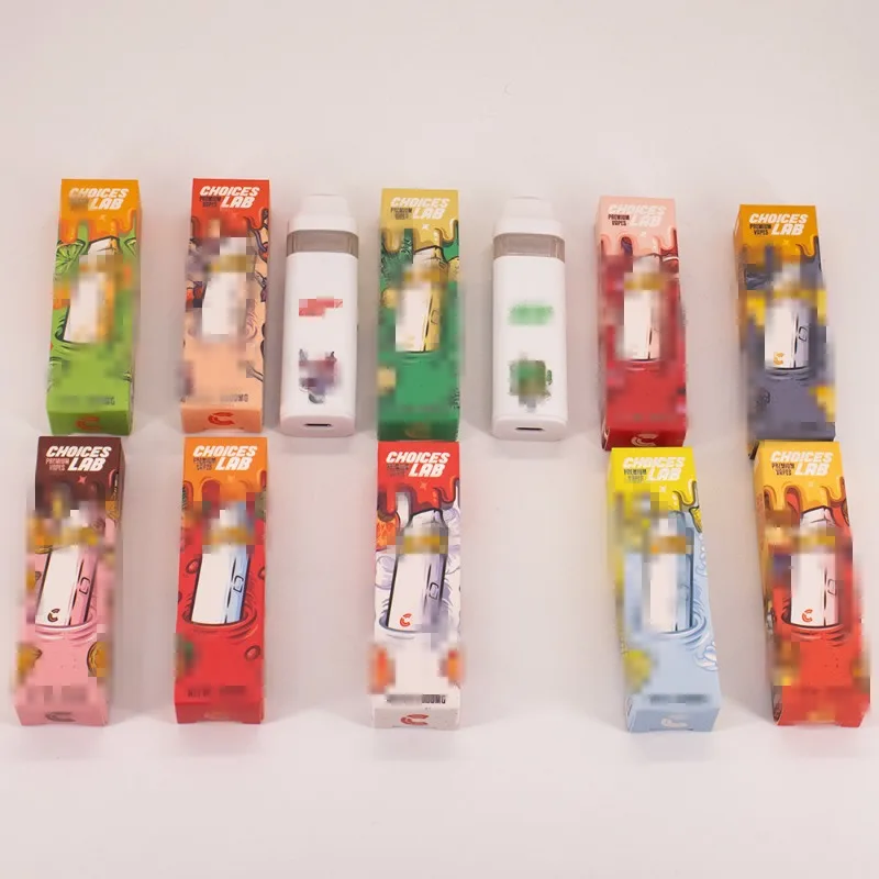 10 Stück Choices Lab 2-in-1-Vape-Stifte, flache Spitze, 1 ml + 1 ml, Dual-Tank-Keramik-Leerkartusche, postloser, wiederaufladbarer Vape mit Verpackung