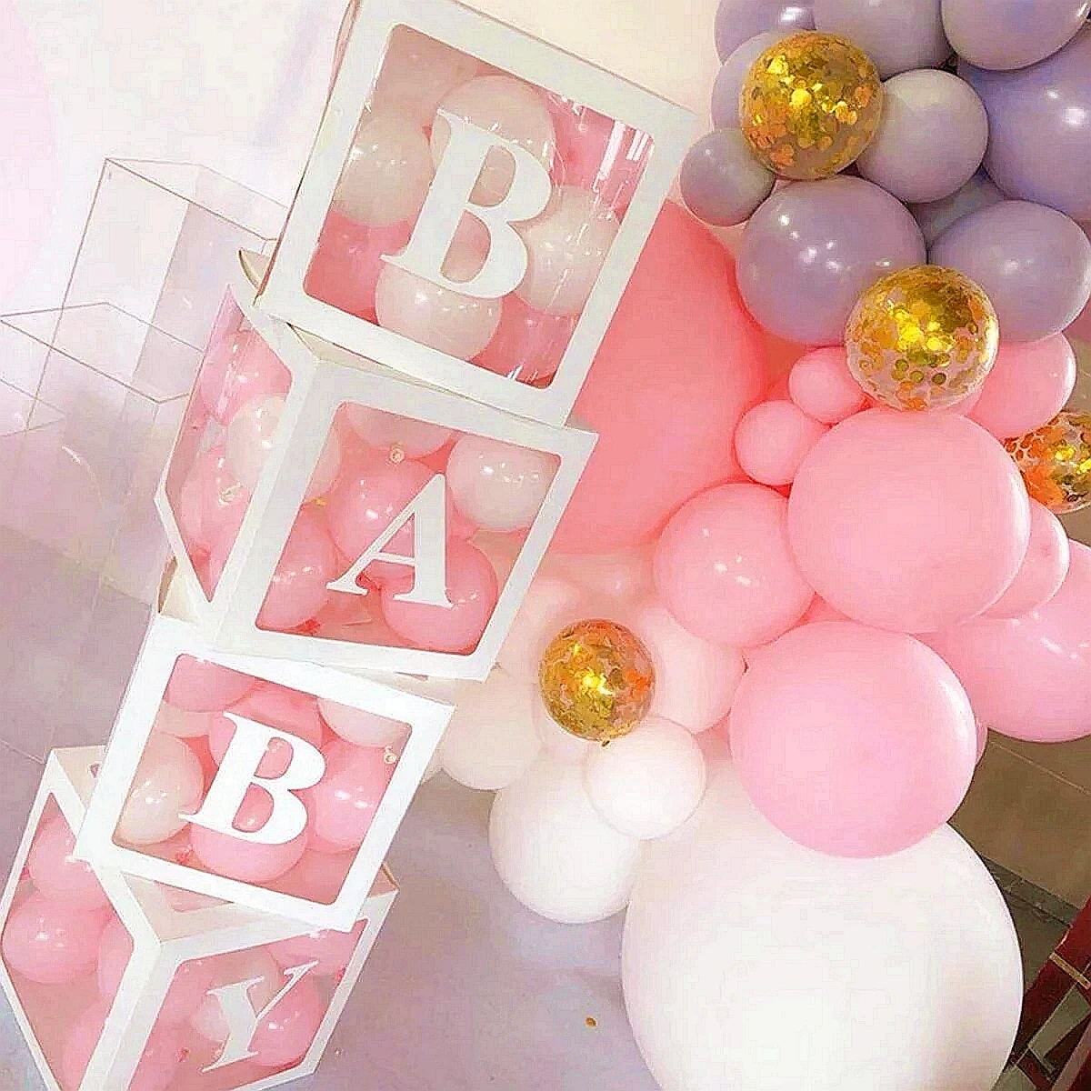 Transparent Balloon Box Baby Shower Decoration Boy Girl 1st Birthday Party Decorations Kids Wedding Decor Babyshower Supplies