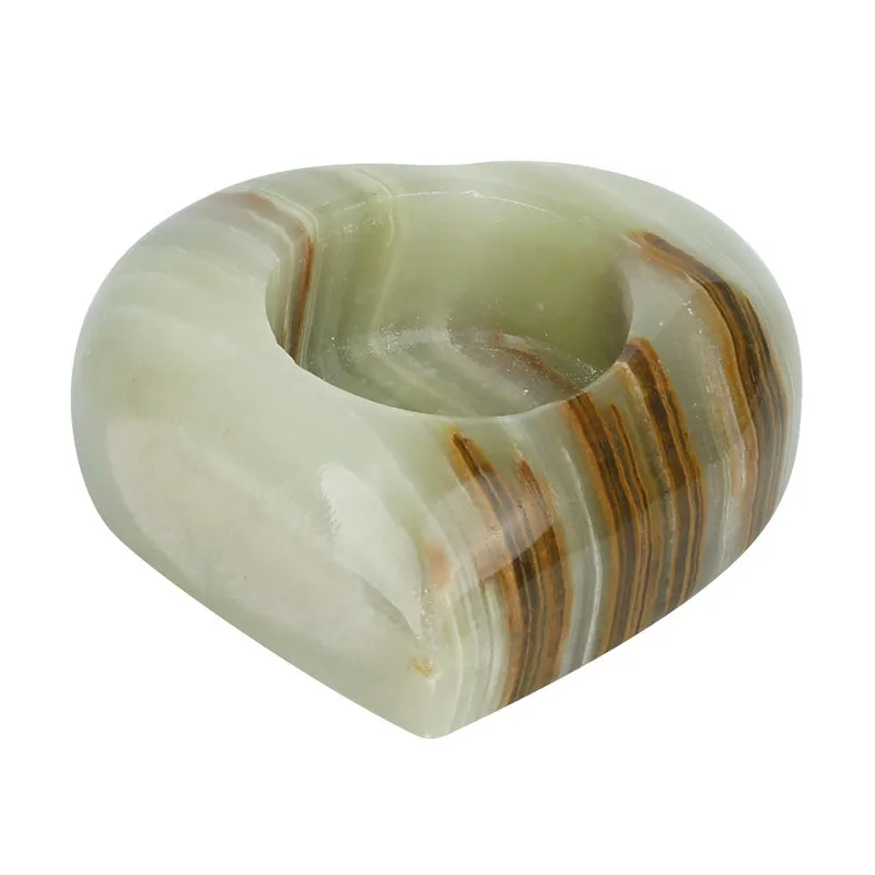 Lovely Heart Afghanistan Jade Candle Holder Aesthetic Room Decoration Reiki Healing Stone Desk Decor Gift for Christmas New Year