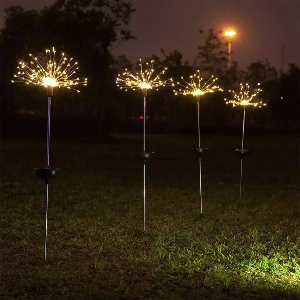 LED Outdoor Lawn Waterproof Solar Power Firework Lights Decoration Garden Lawn Lamps Garden Street Decor Christmas