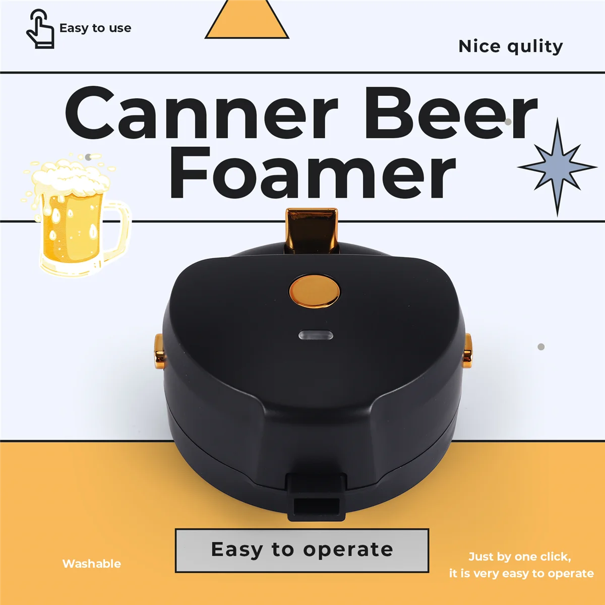 

ABZL Canner Beer Foamer,Portable Canned Beer Foam Machine,Special Purpose for Canned Beer, Foam Maker,Beer Server,Washable