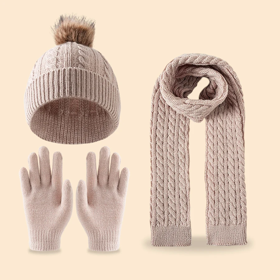Cappelli, sciarpe e guanti lavorati a maglia per bambini 3 pezzi, adatti ai bambini dai 3 ai 12 anni da indossare all'aperto per il calore in inverno3 pezzi chi