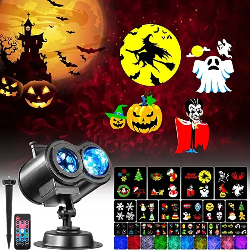 Hakuta Halloween Projector Lights – HD Wave Ocean Effect With 16 Slides & Remote Control For Indoor/Outdoor Decor