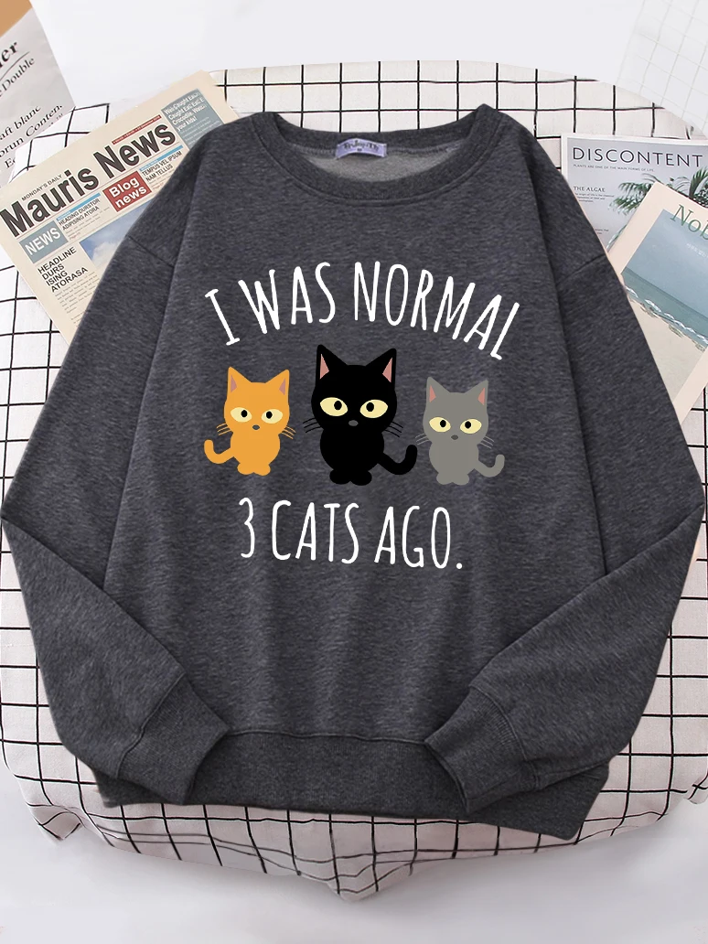 I Was Normal 3 Cats Ago Print Women\'s Hoody Fashion S-XXL Hoodies High Quality Hoodie Oversize Loose Casual Female Sportswear