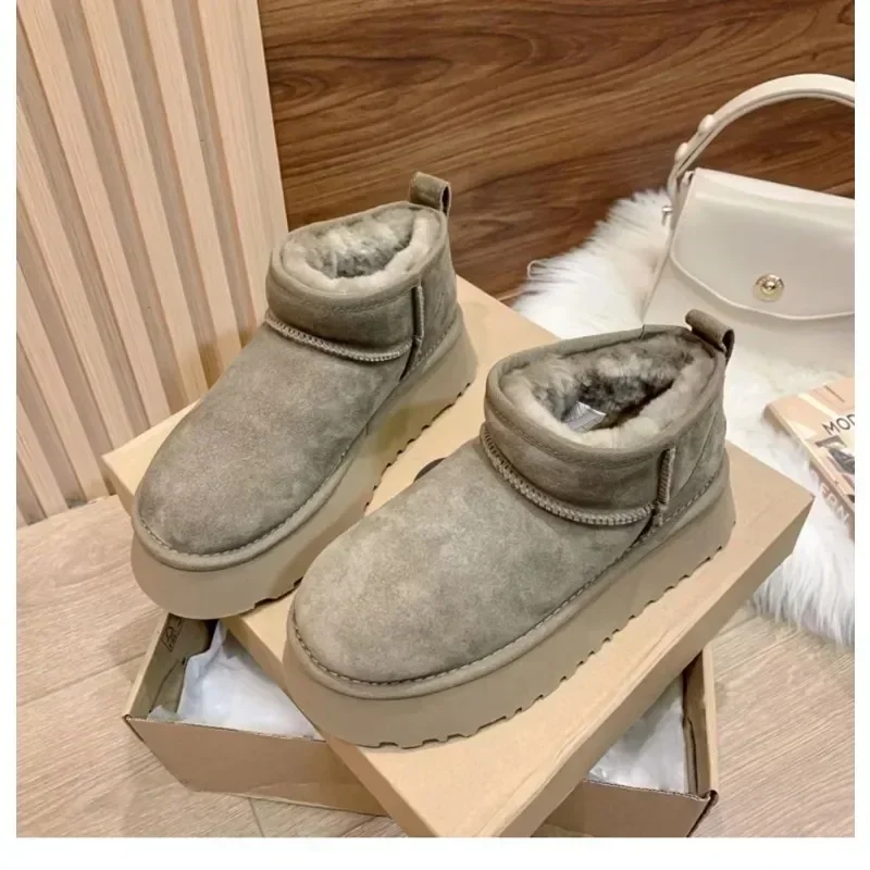 2024 Winter Fur Warm Ankle Snow Boots Women's New Casual Real Designer Natural Wool Suede Short Plush Women's Shoes