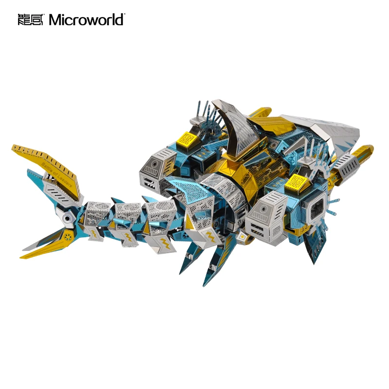 Microworld-rompecabezas de Metal 3D, modelos de tiburones y tigre marino, rompecabezas DIY, juguetes, cumpleaños, Navidad, regalo para invitados, juegos de fiesta para niños y adultos