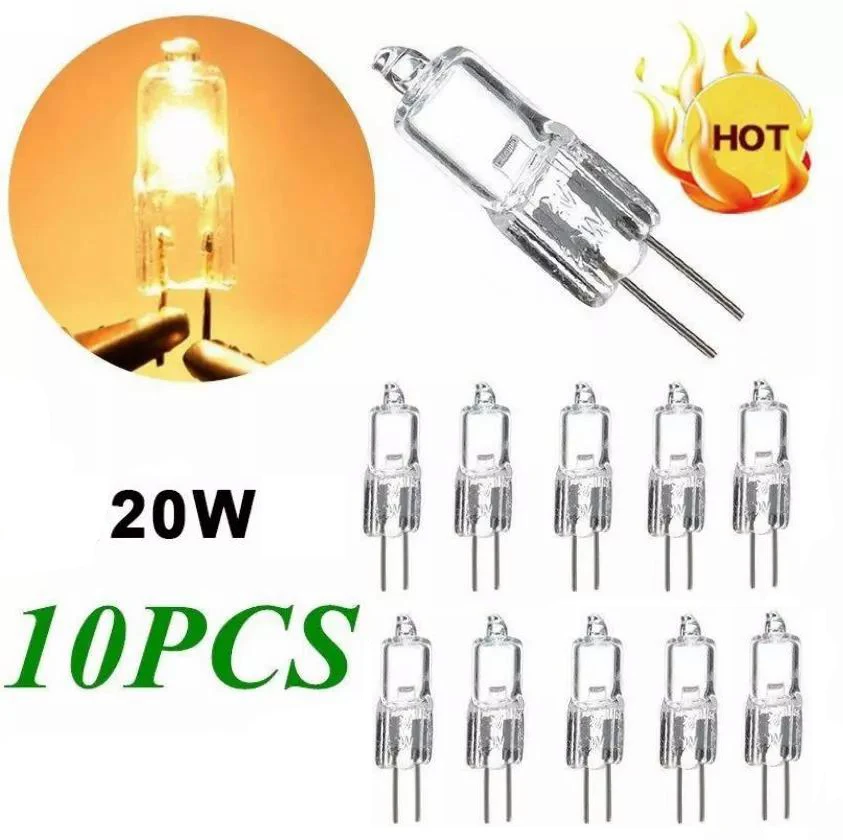 Bombillas de cápsula halógenas G4, 20w, 12V, 2 pines, blanco cálido, 10 unidades