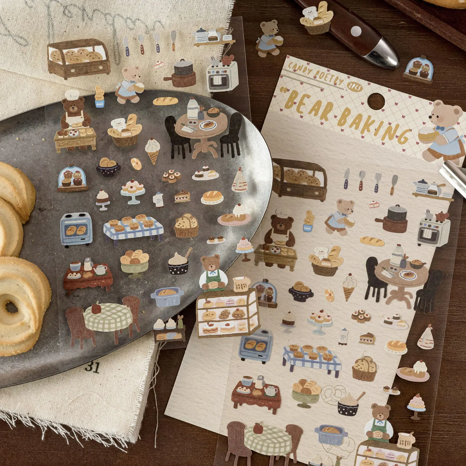 Baking Coffee Bear Puppy Cat Animal Stickers DIY Stationery for Scrapbooking Diary Photo Phone Case Decoration Craft Supplies