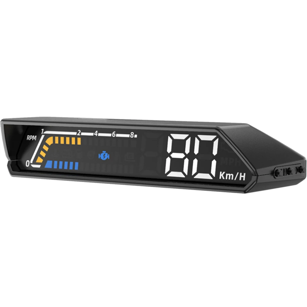 Car Head Up Display HUD Gauge OBD2 Driving Computer Temperature Speedometer Easy Installation Accurate Parameters Black ABS+PC