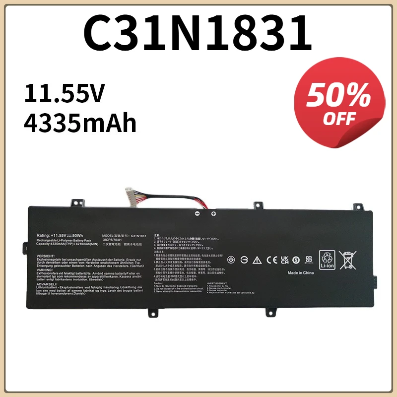 

C31N1811 Laptop Battery For ASUS BX433FN UX433FN-2S For ZenBook 14 UX433F UX433FA-A5046R 0B200-03080000 4335mAh 50WH