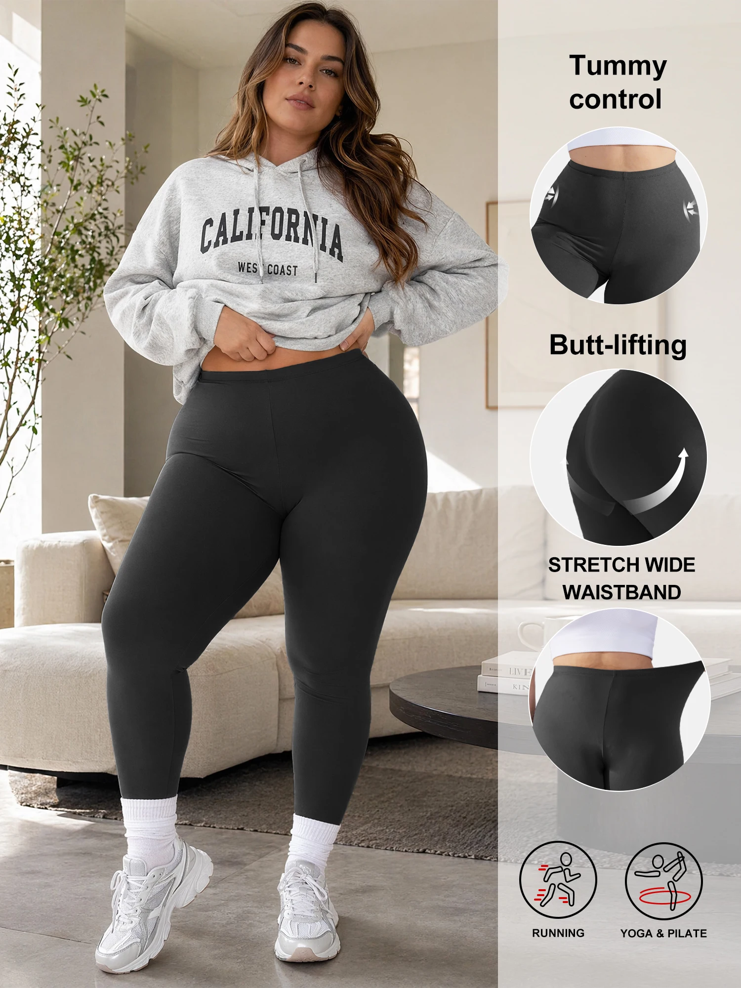 Pilates Yoga Outfit - Women's Plus Size Knee & Full