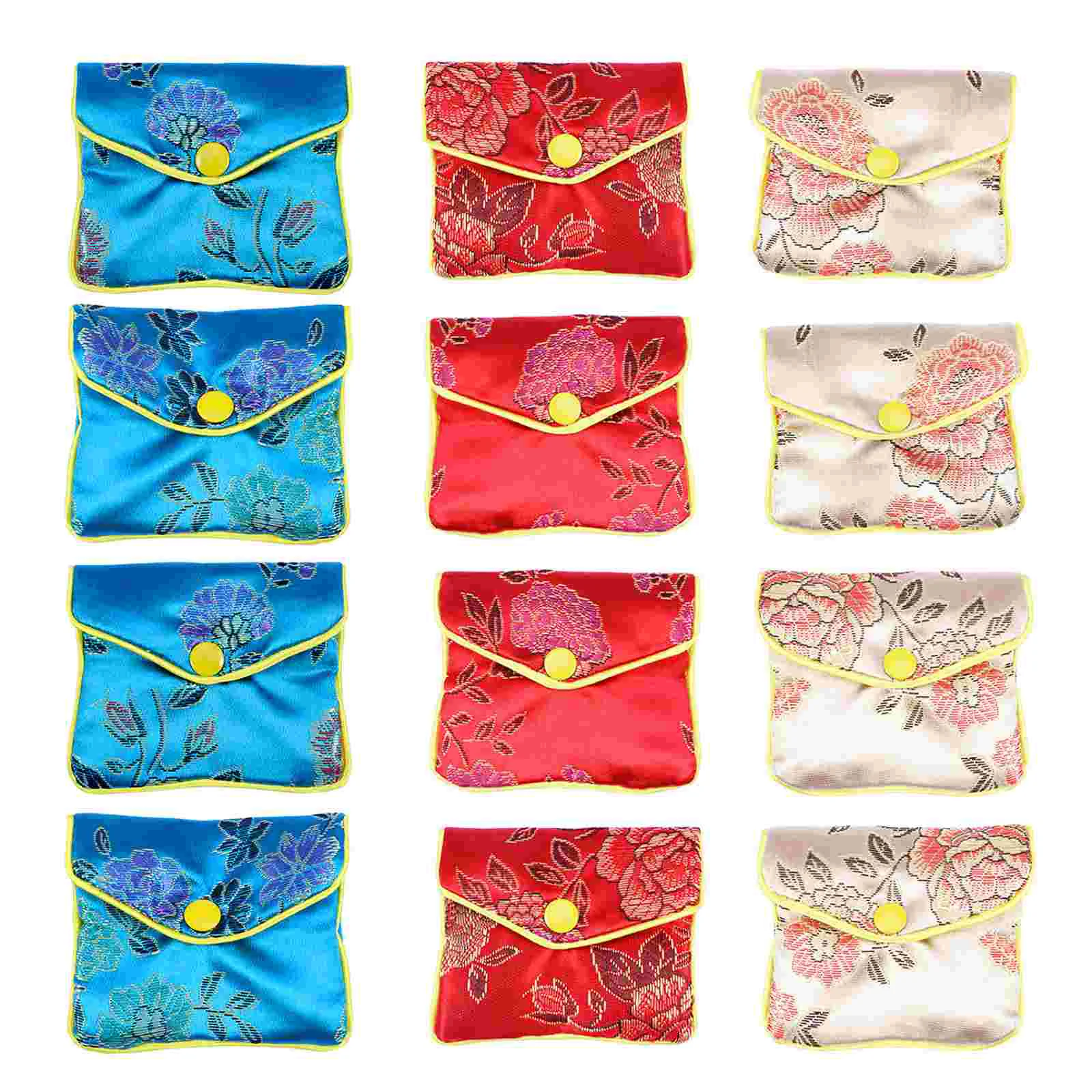 NUOLUX 12PCS Chinese Traditional Brocade Pouch Coin Purse Embroidery Pouch Jewelry Bag (Random Style and Color)