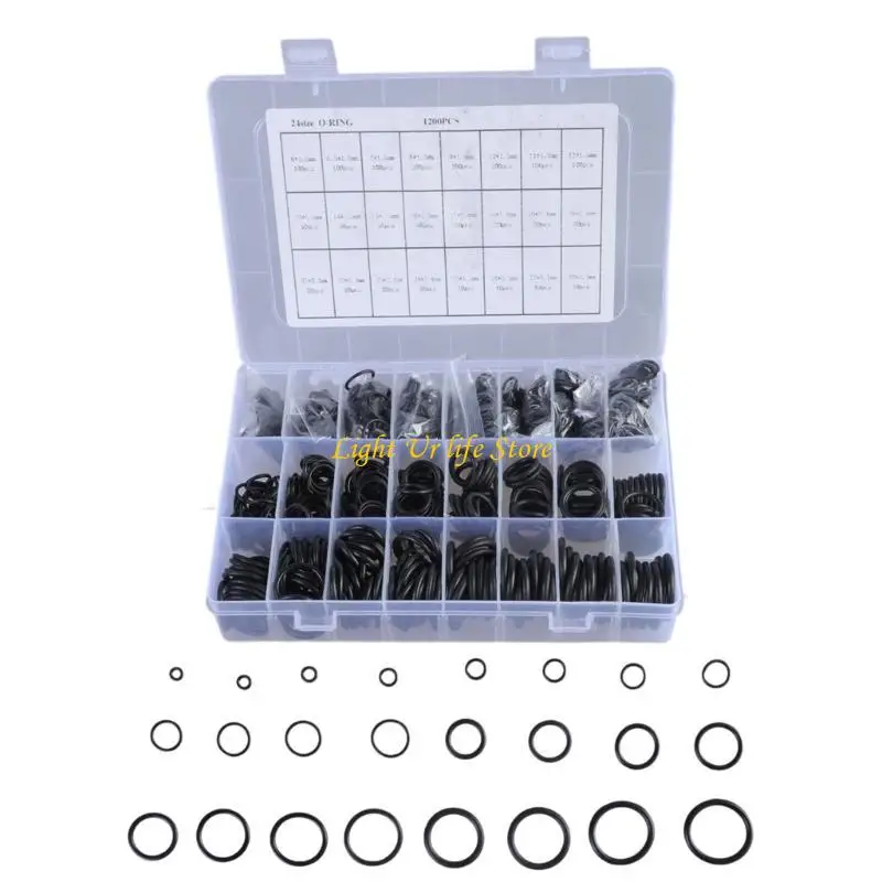 

63HA 1200Pcs O Rings Assortment Kits Rubber Washers Pressure Washer Gasket Rings for Plumbing, Automotive and Faucet Repair