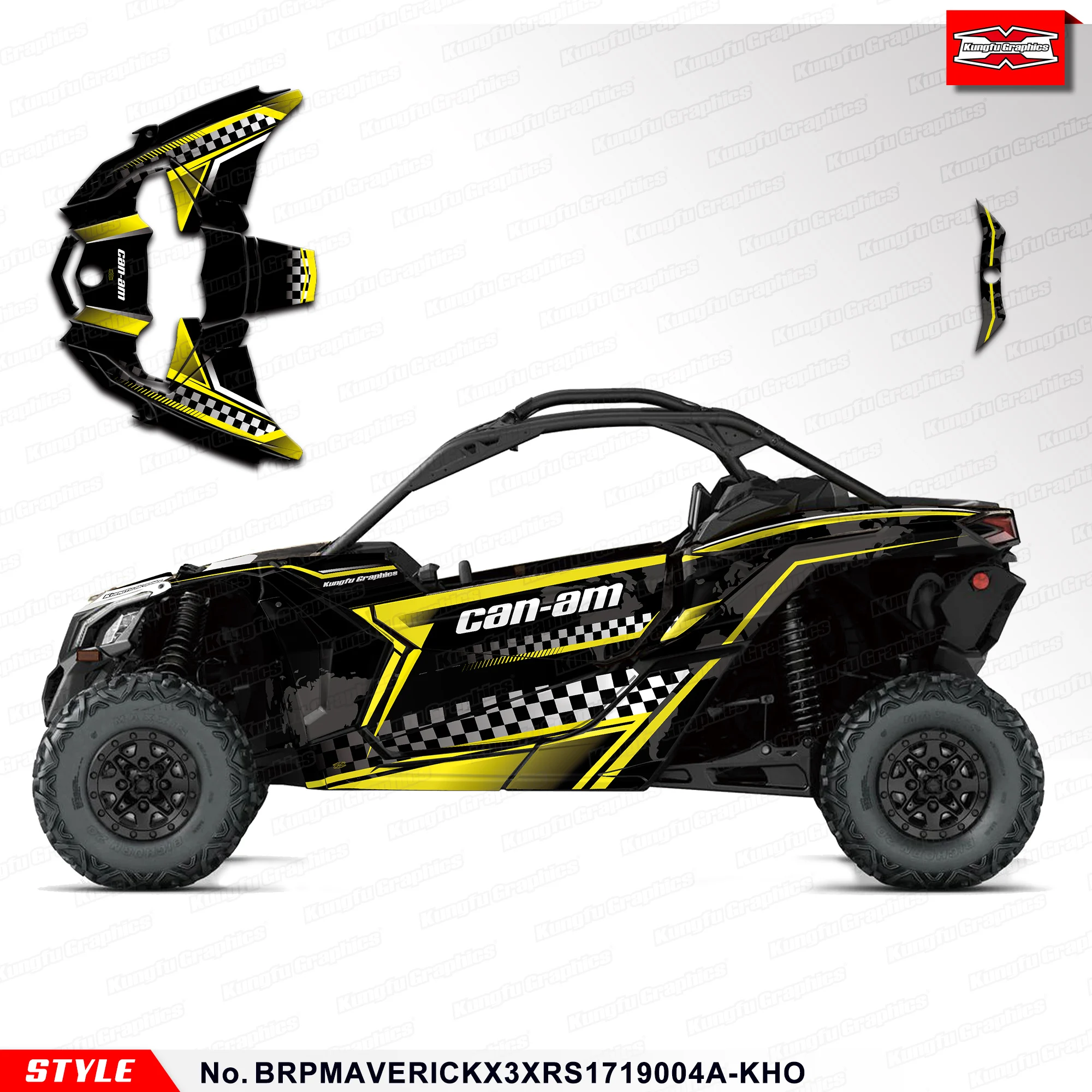 KUNGFU GRAPHICS Stickers Wrap Sticker for CAN-AM CAN AM MAVERICK X3 XRS TURBO R 2017 2018 2019, BRPMAVERICKX3XRS1719004A-KHO