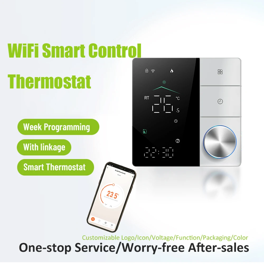 Termostato inteligente WiFi para el hogar, calefacción de suelo, caldera de Gas y agua, termostato de calefacción eléctrica, controlador de temperatura con perilla programable