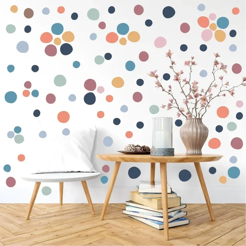 Multi-Color Polka Dots Wall Stickers Vinyl Decals Circle Wall Stickers for Kids Baby Bedroom Living Room Wall Decor 1 Sheet