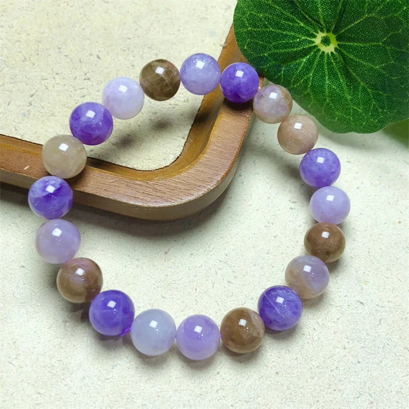 Natural Purple Rutilated Quartz Bracelet Women Reiki Healing Fengshui Lucky Bangles Women Hoilday Gift 1PCS 8/9/10/12MM