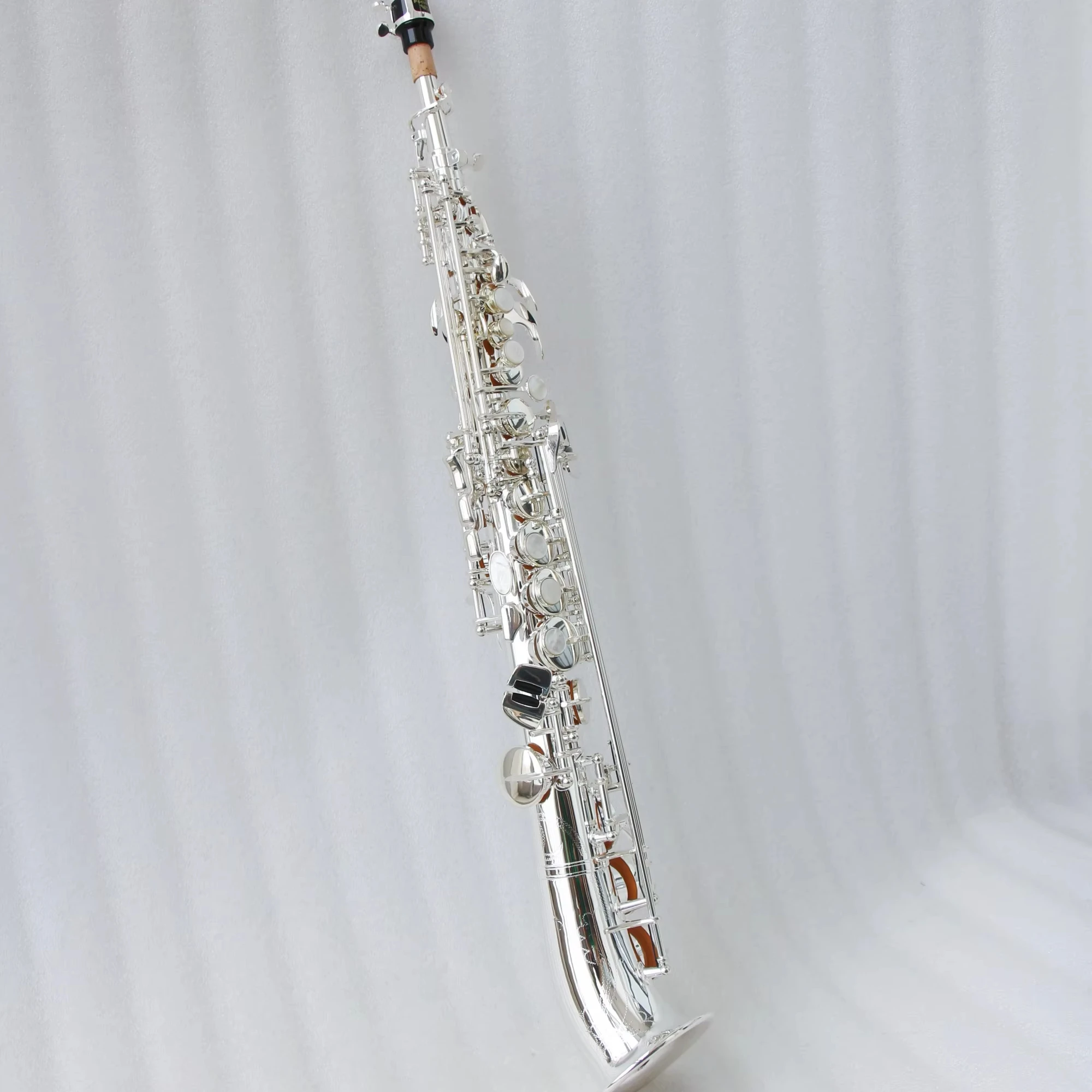 

Curved Bell Soprano Saxophone Silver Plated Bb Without High G Key Double Neck Soprano Saxophone Saxello OEM